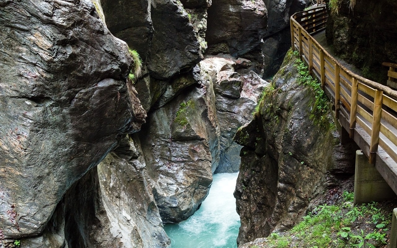 Ravine with footbridges in the Liechtenstein gorge in St. Johann
